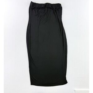 Buxom Curvy Black Midi Skirt Stretch Bodycon Elastic Waist Plus Size 3X